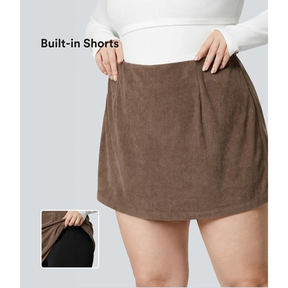 NWT Size 1X Halara AuraCord High Waisted High Waisted 2 in 1 A Line Mini